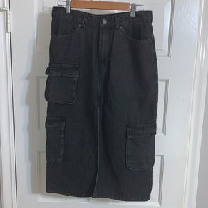 Simple Society Black Denim Cargo Skit